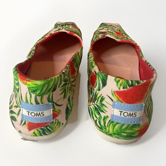 TOMS Women’s Canvas Slip-On Shoes Spanish Villa Watermelon Palms Size 9 - Picture 5 of 10